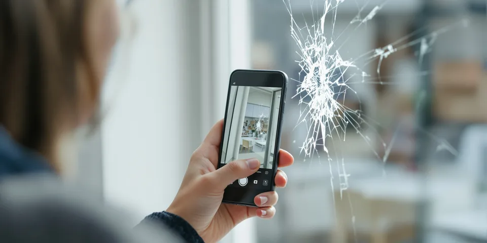 Photographier une vitre cassée pour l'assurance — Clarté Vitrerie